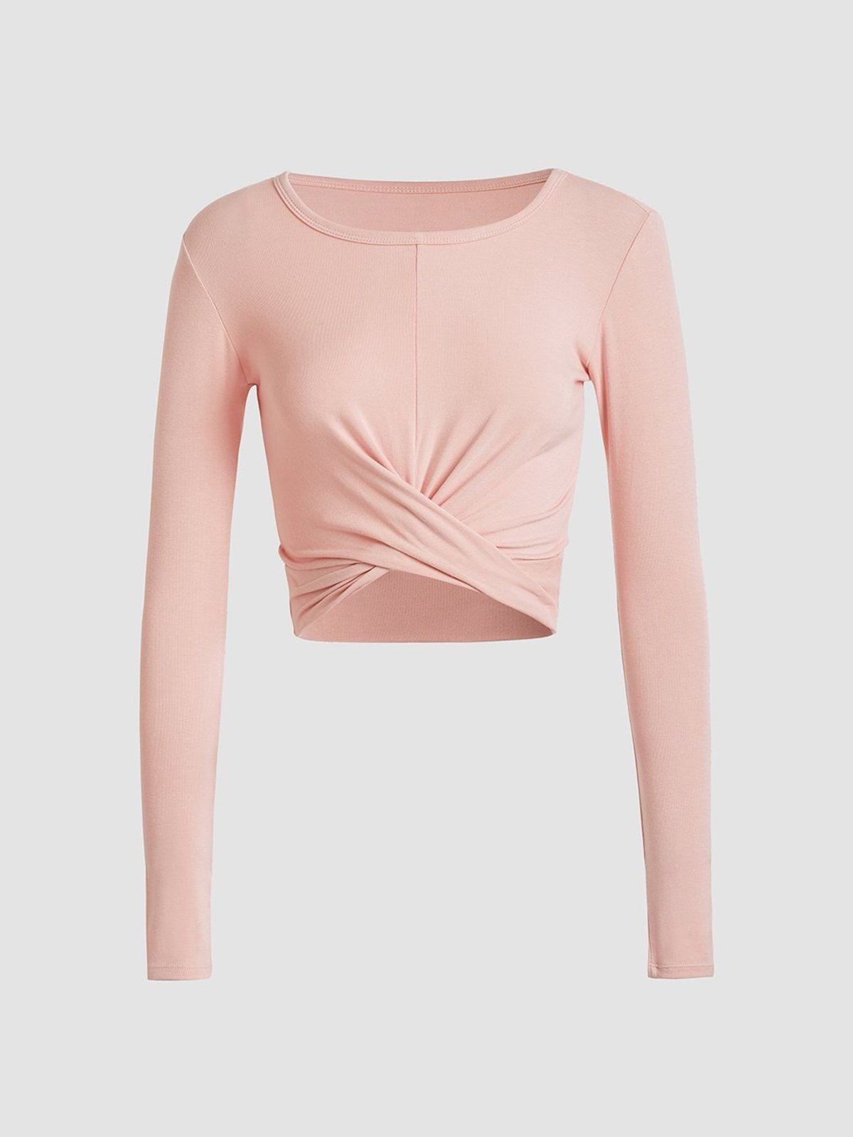 Cropped Twist Wrap Long Sleeve Top