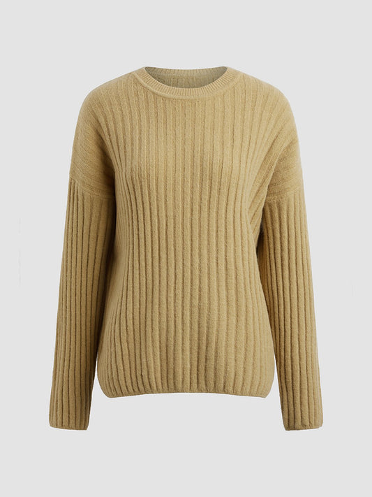 Drop Shoulder Ribbed Sweater