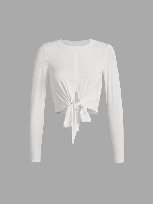 Tie Front Long Sleeve Top