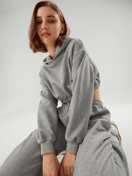 Drawstring Cropped Hoodie