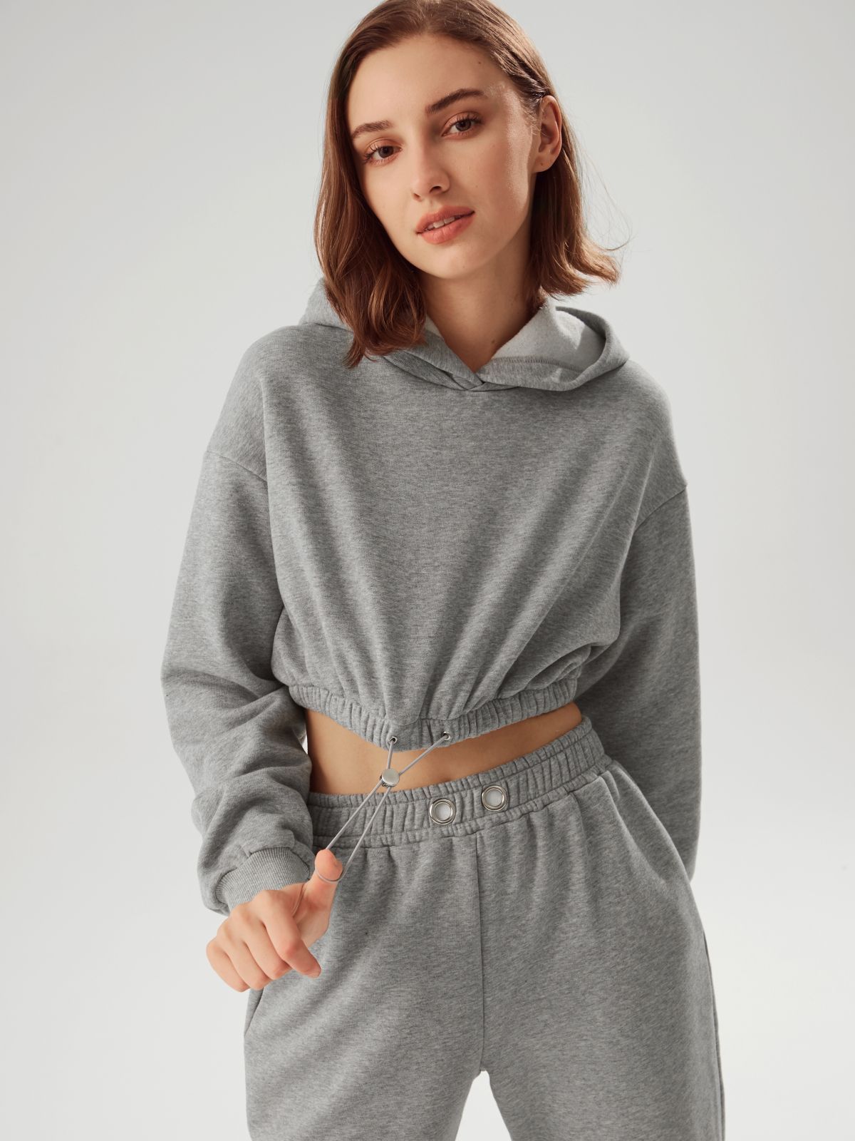 Drawstring Cropped Hoodie