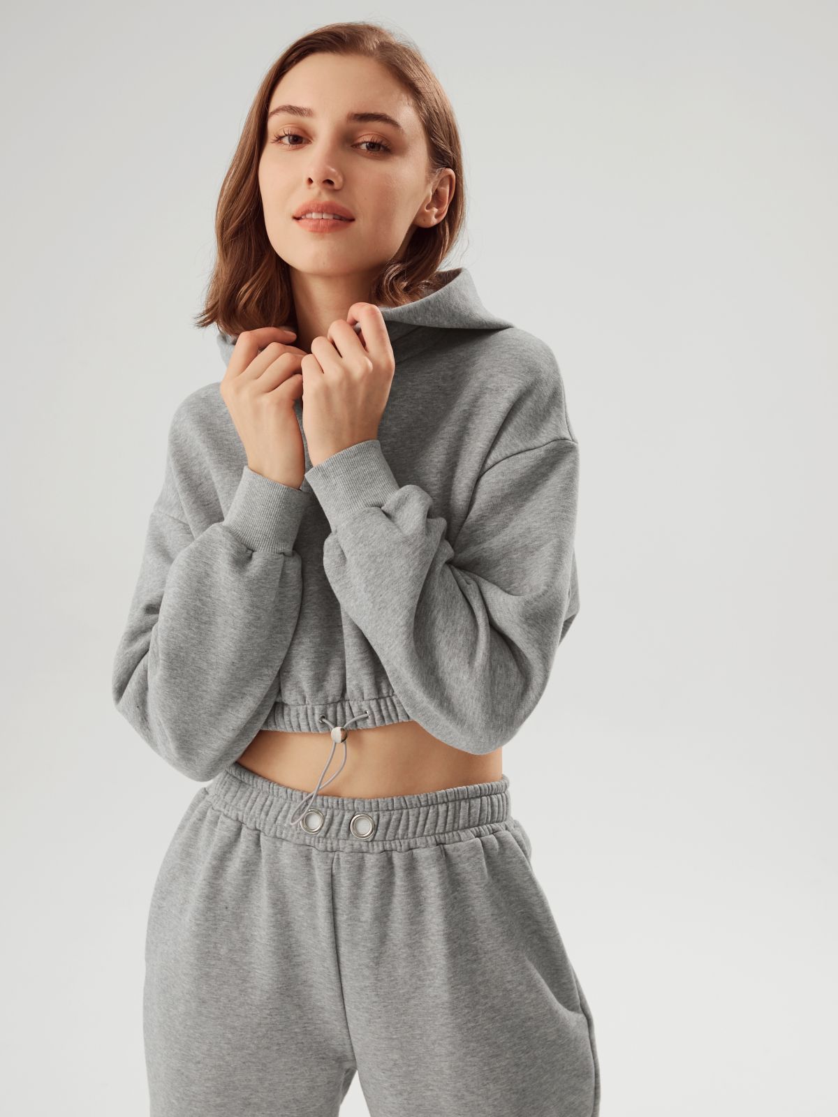 Drawstring Cropped Hoodie