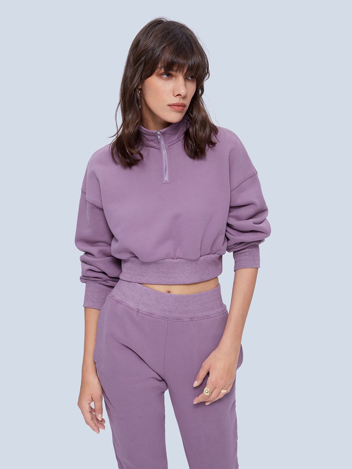 Cropped Long Sleeve Quarter Zip