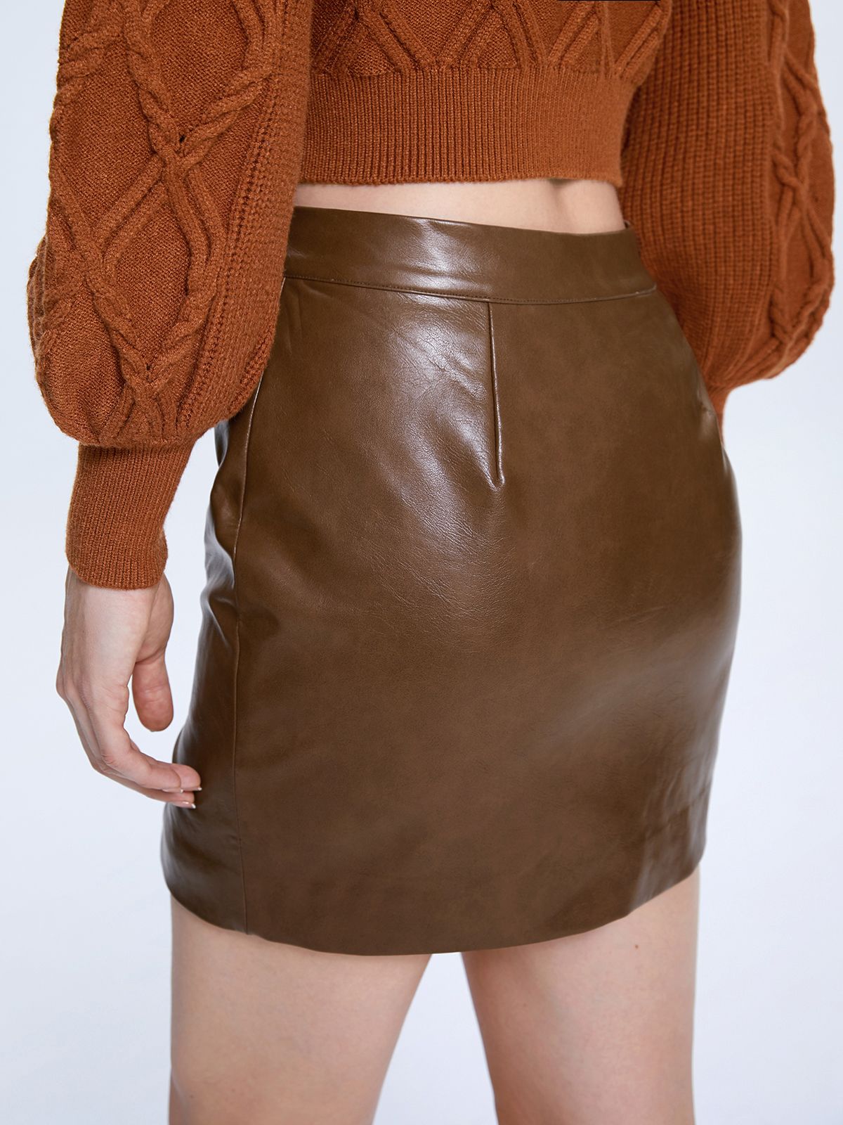 Leather Mini Skirt with Side Slit