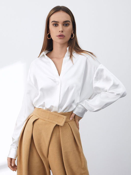 Casual Silk Oversized Collared Shirt