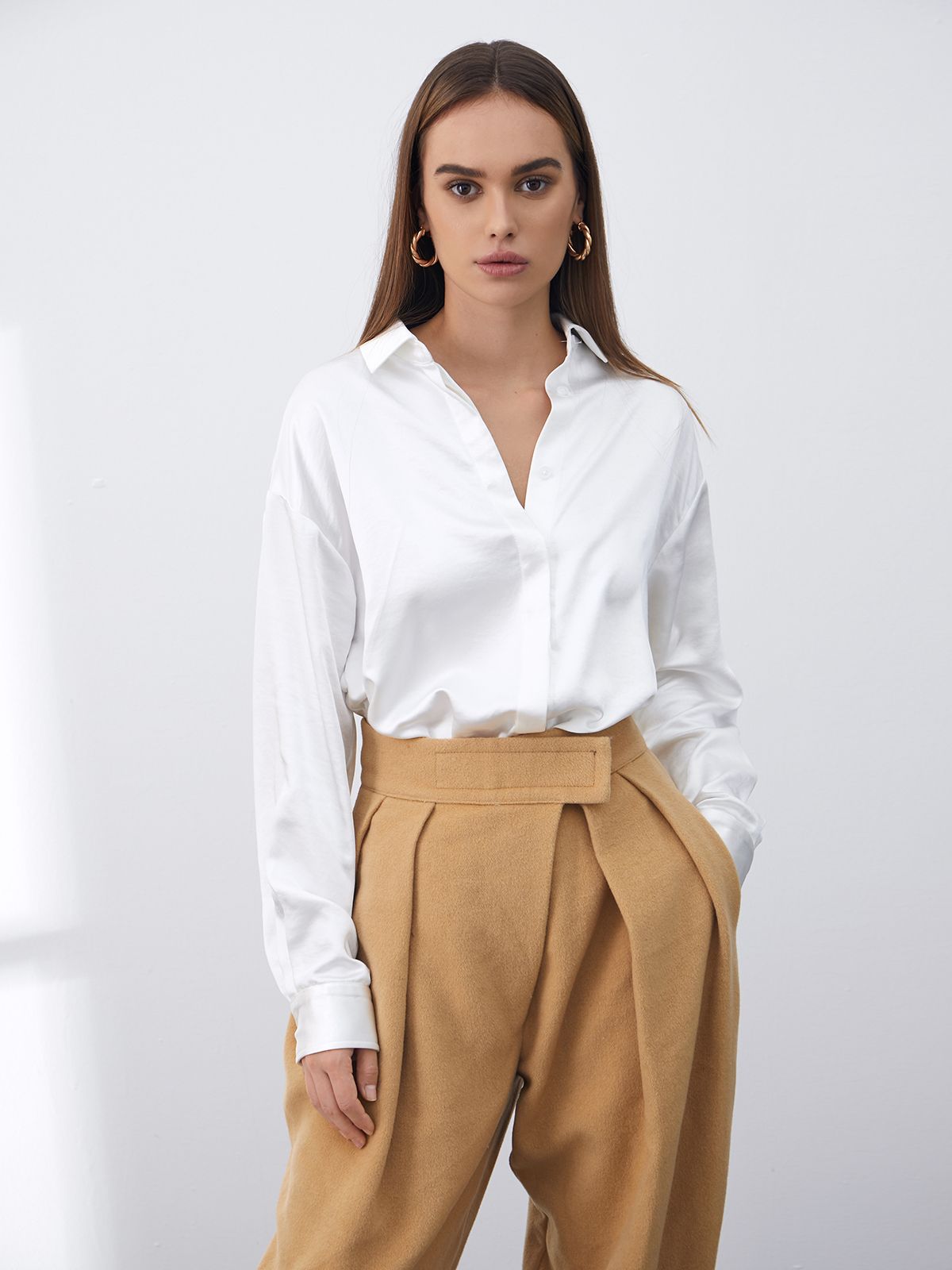 Casual Silk Oversized Collared Shirt