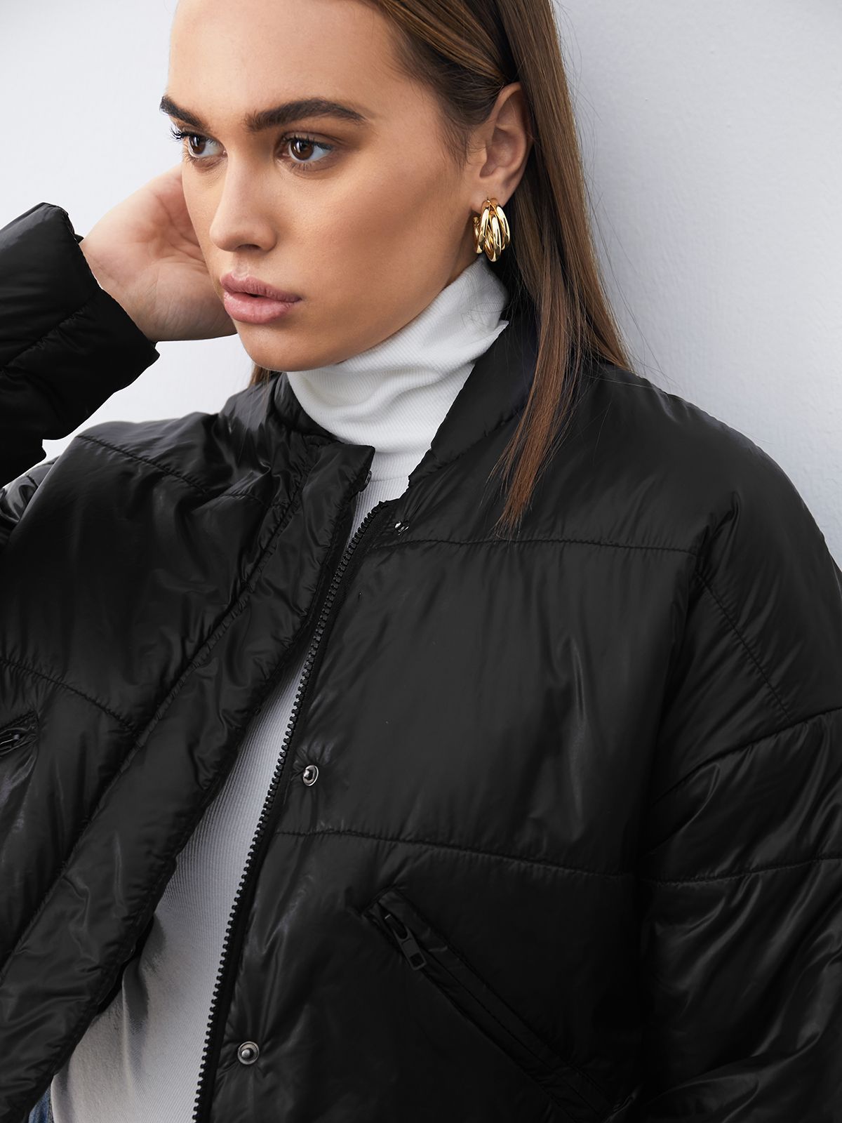 Cropped Zip Up Puffer Jacket