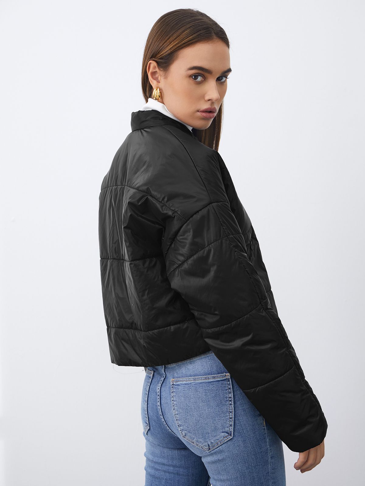 Cropped Zip Up Puffer Jacket