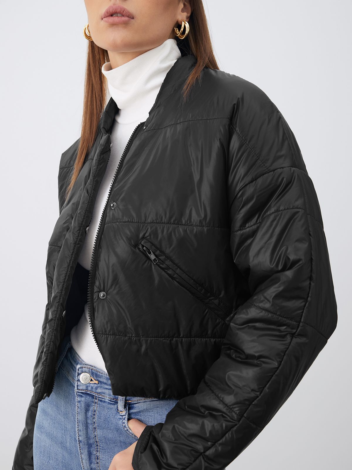 Cropped Zip Up Puffer Jacket