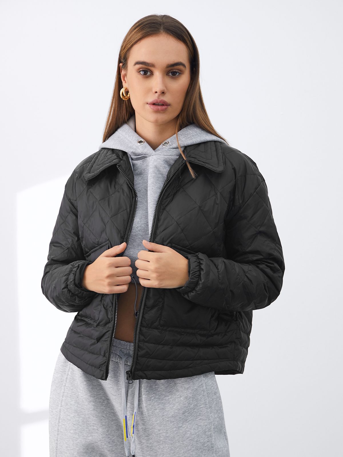 Collared Quilted Puffer Jacket