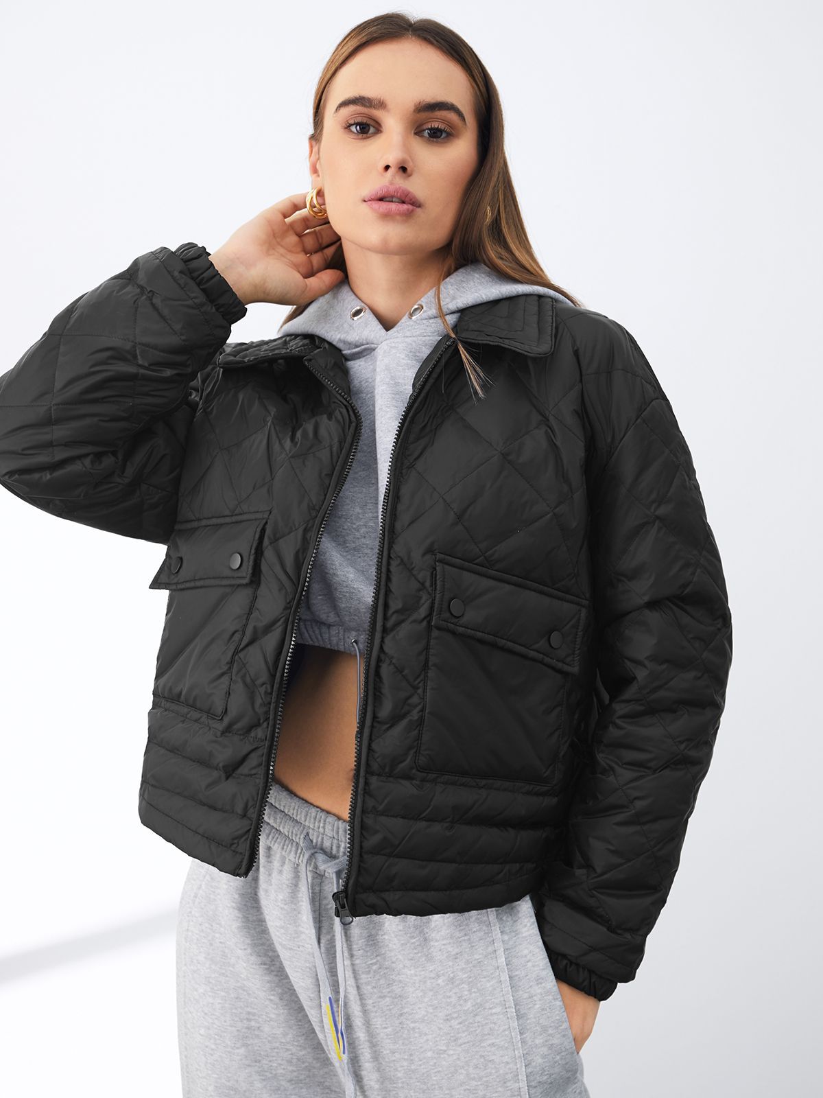 Collared Quilted Puffer Jacket