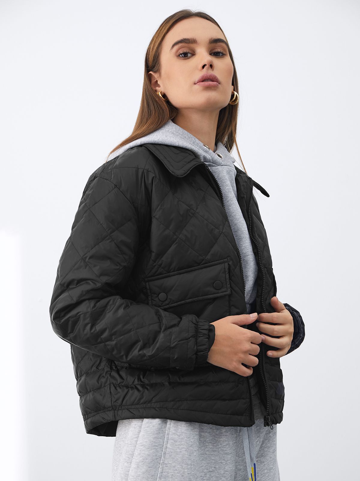 Collared Quilted Puffer Jacket