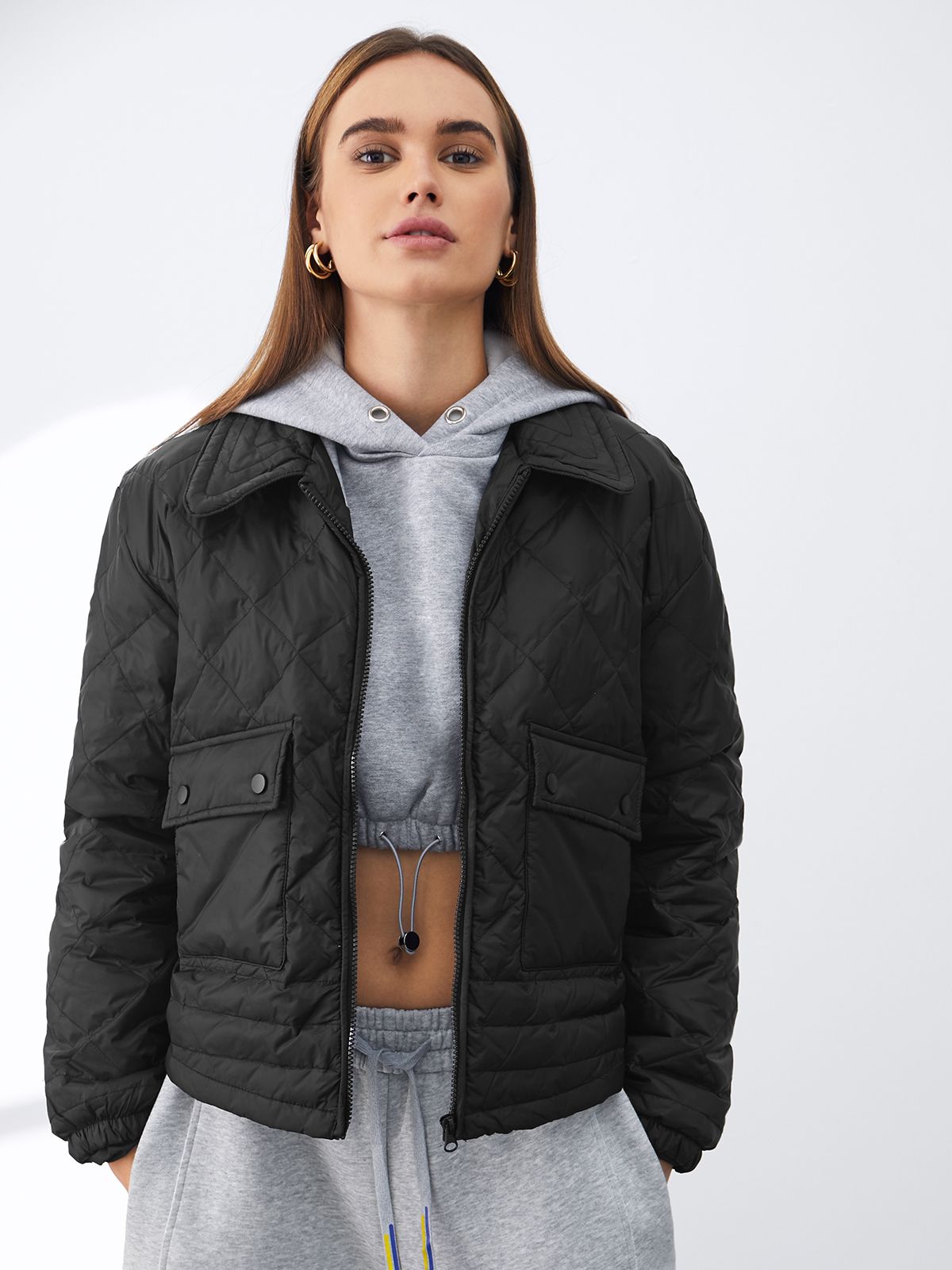 Collared Quilted Puffer Jacket