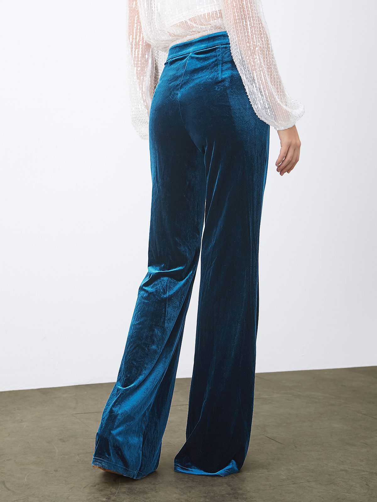 High Waisted Velvet Flare Pants