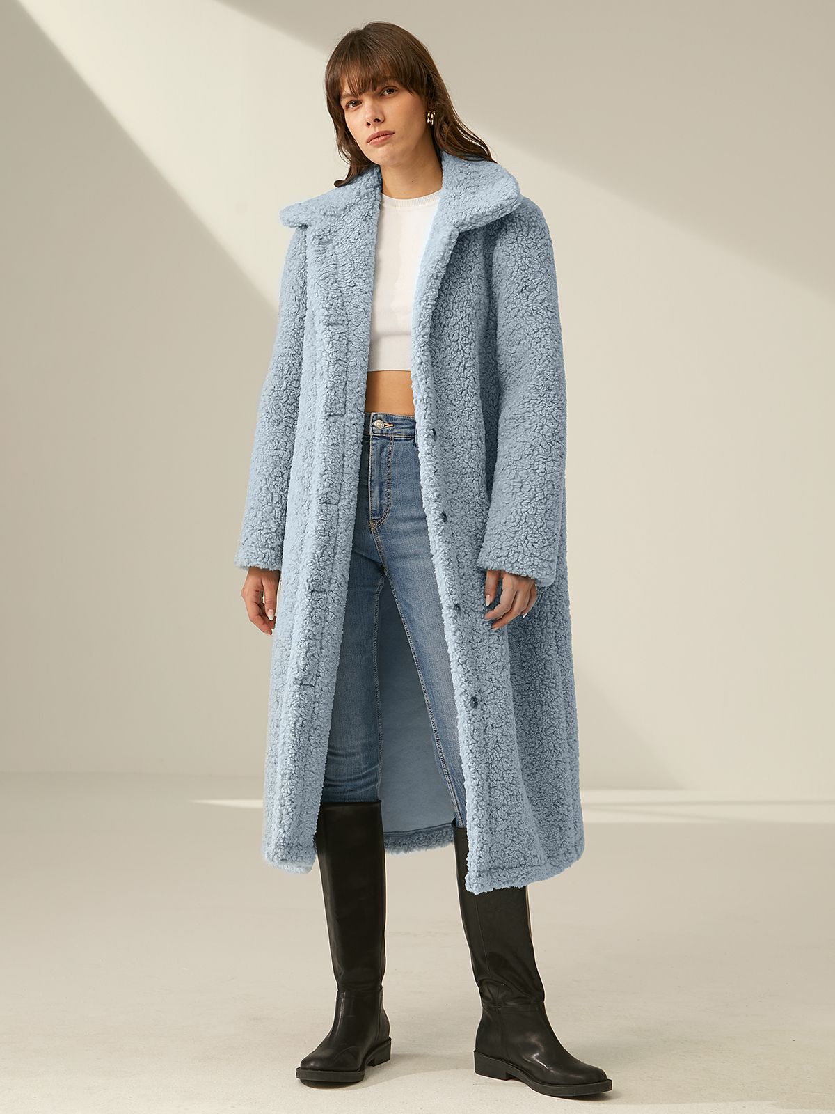 Cozy Sherpa Collared Overcoat