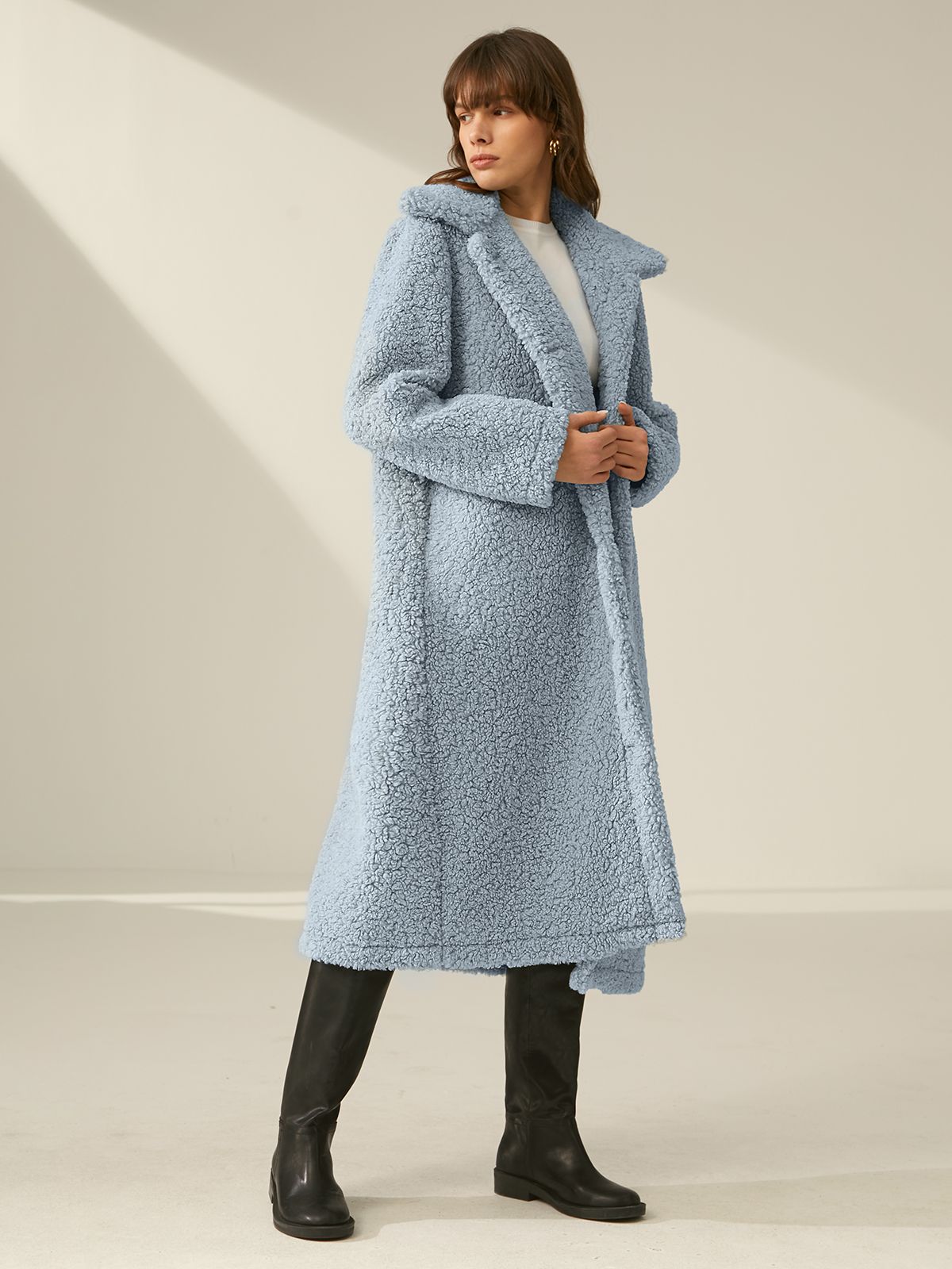 Cozy Sherpa Collared Overcoat