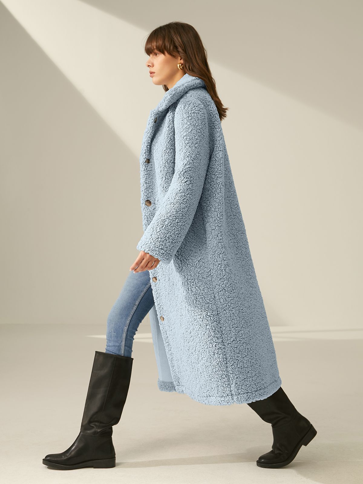 Cozy Sherpa Collared Overcoat