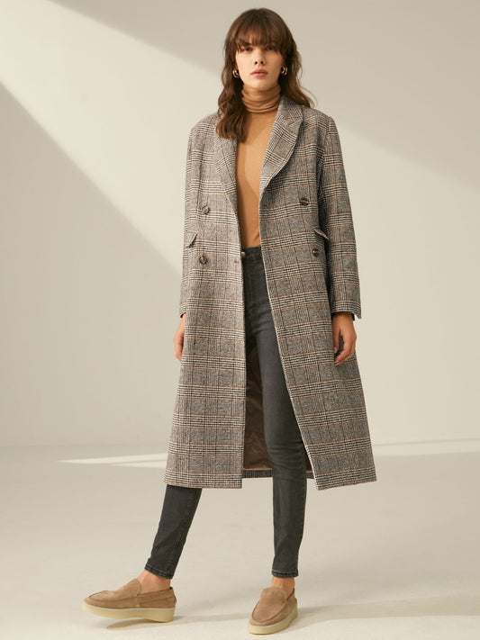 Double Breasted Plaid Overcoat