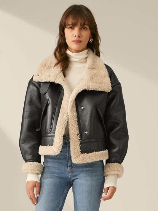 Sherpa Lined Leather Jacket