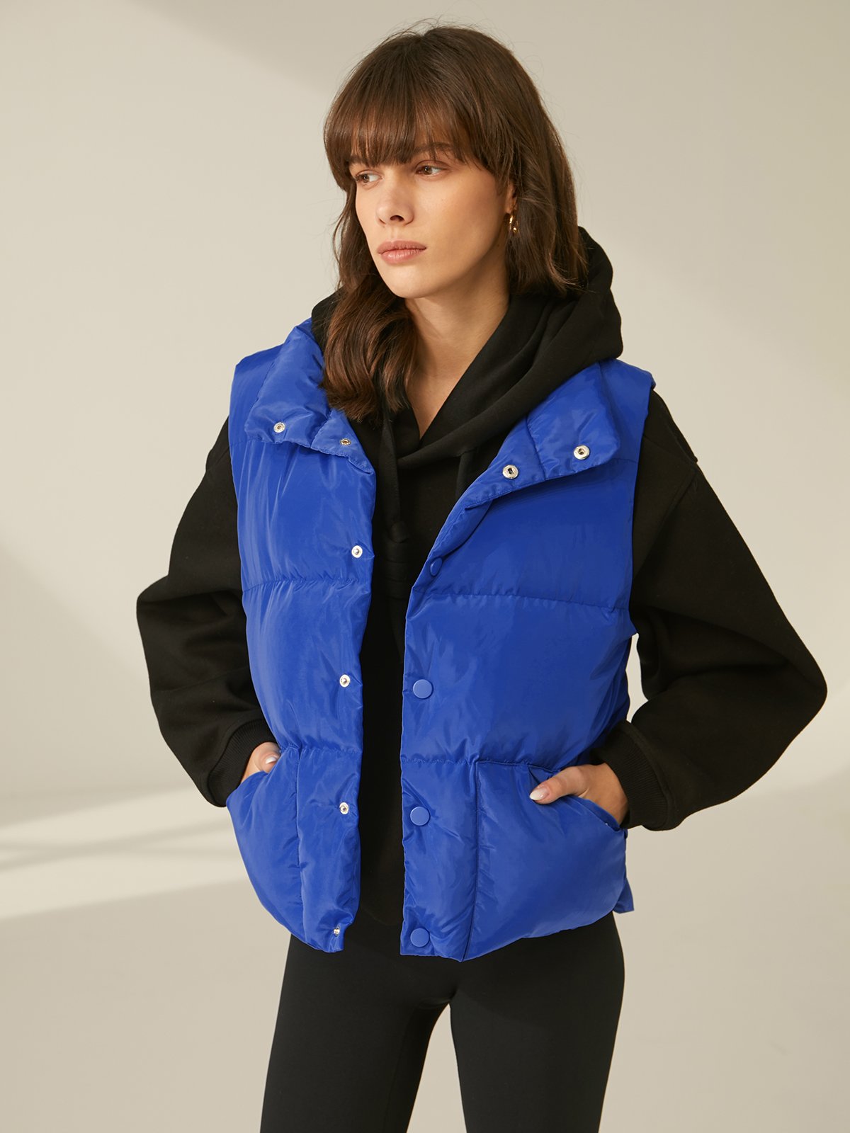 Button Clasp Puffer Vest