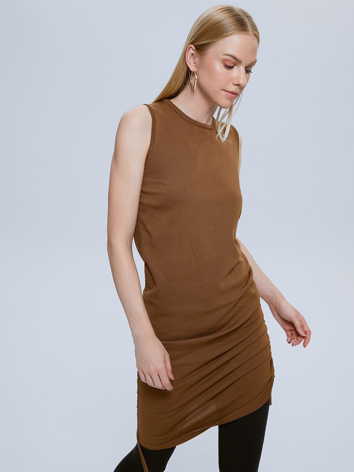 High Neck Sleeveless Midi Dress