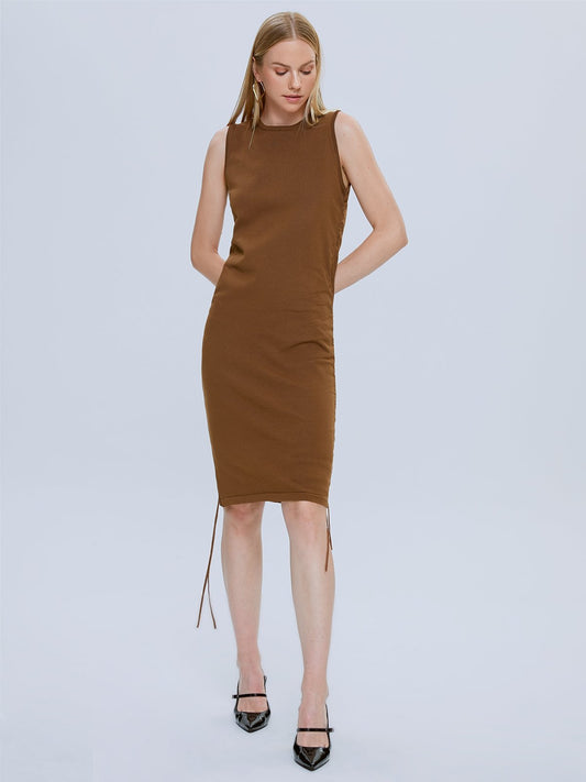 High Neck Sleeveless Midi Dress