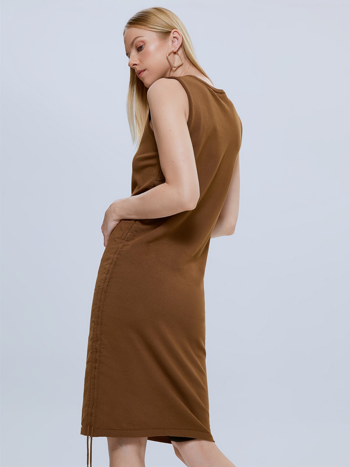 High Neck Sleeveless Midi Dress