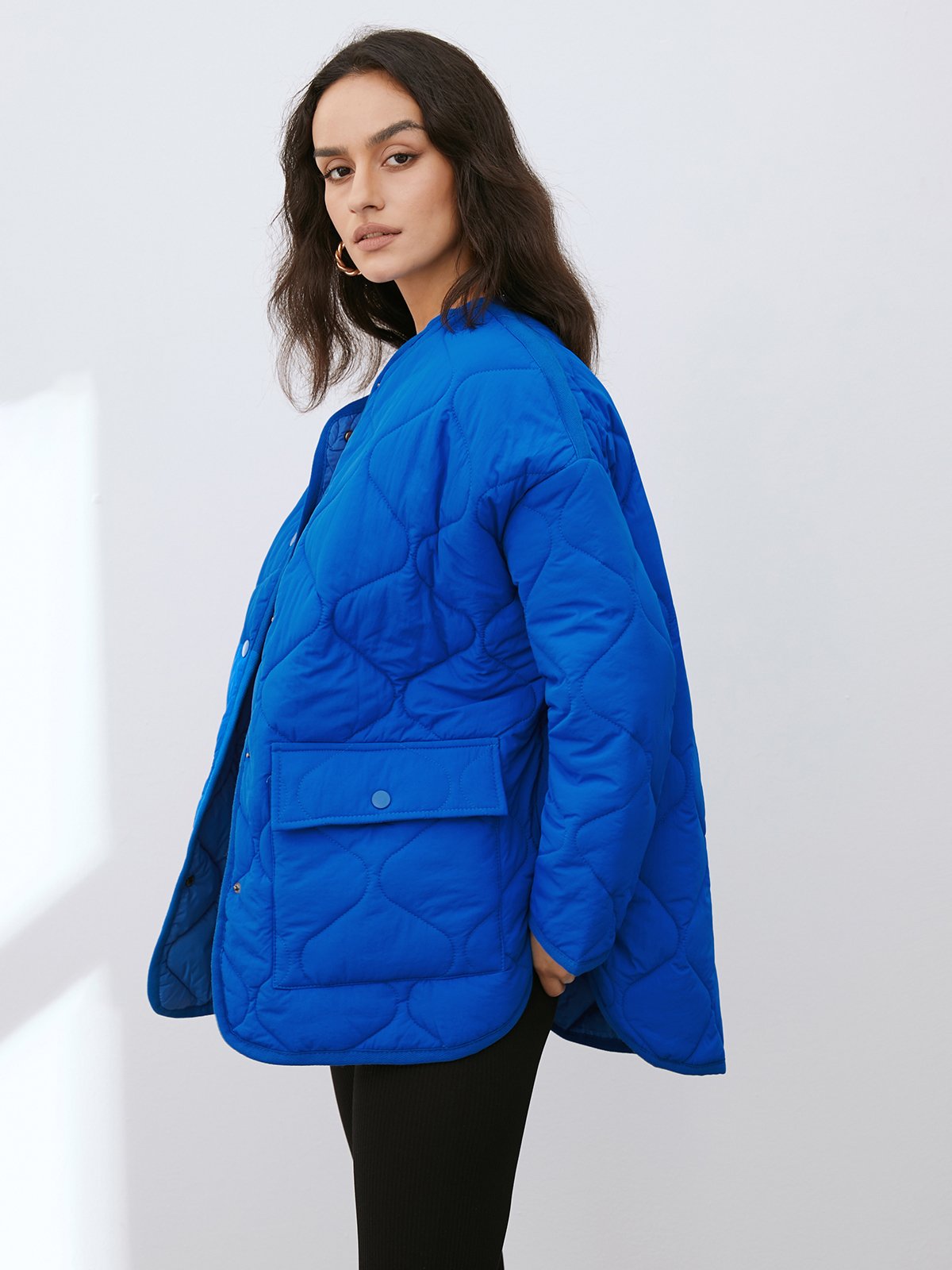 Diamond Quilted Drop Shoulder Oversized Puffer Jackets