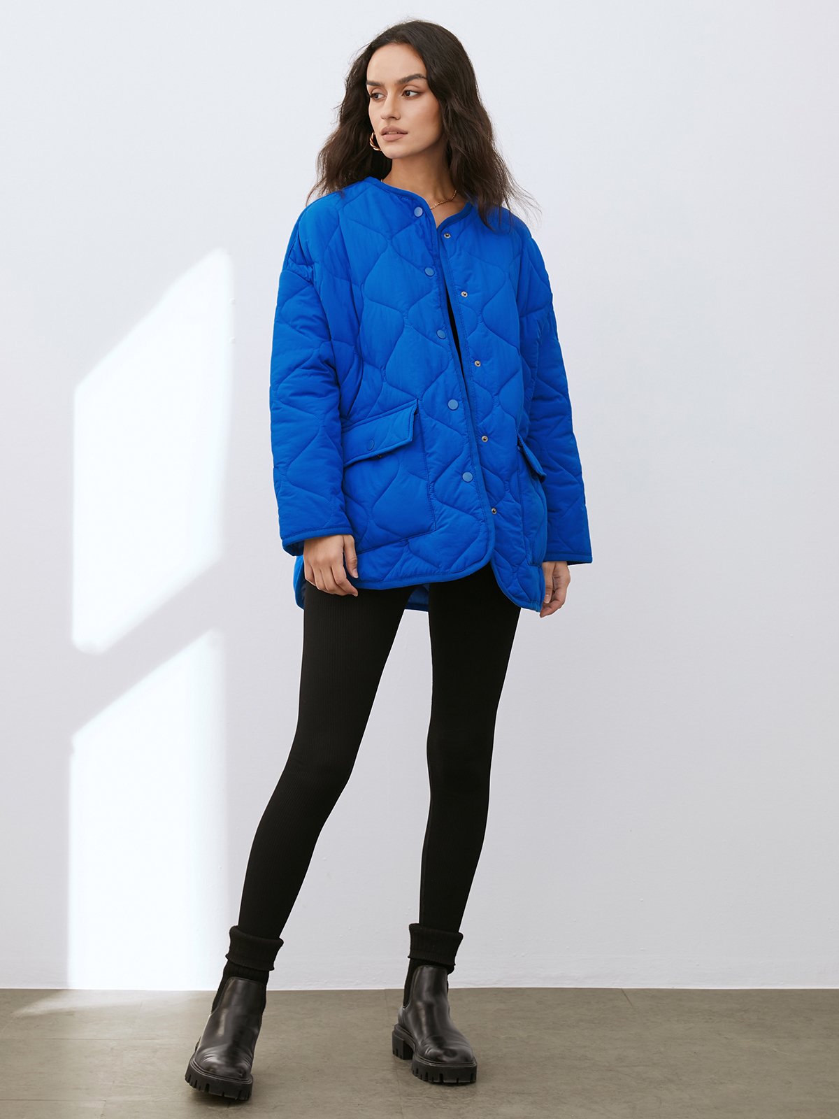 Diamond Quilted Drop Shoulder Oversized Puffer Jackets