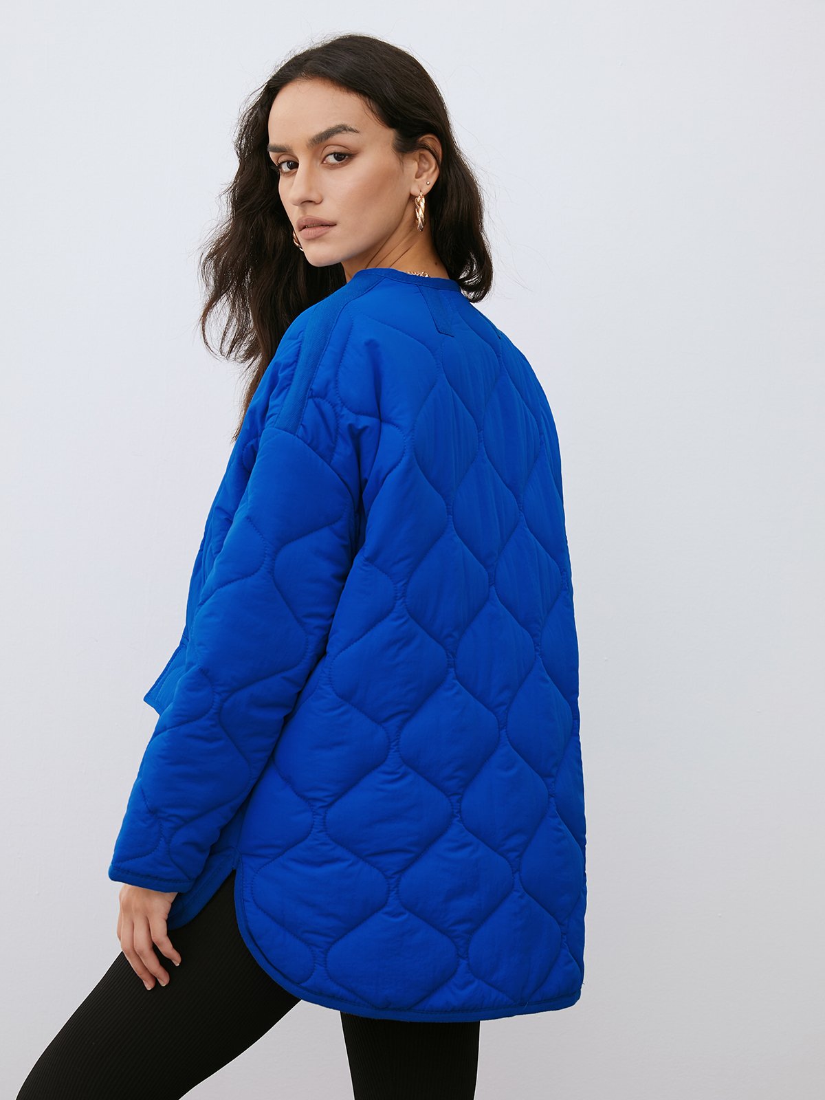 Diamond Quilted Drop Shoulder Oversized Puffer Jackets