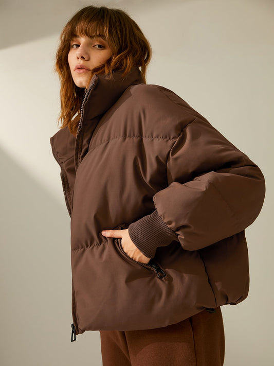 Drop Shoulder Everyday Zip Up Puffer Jacket