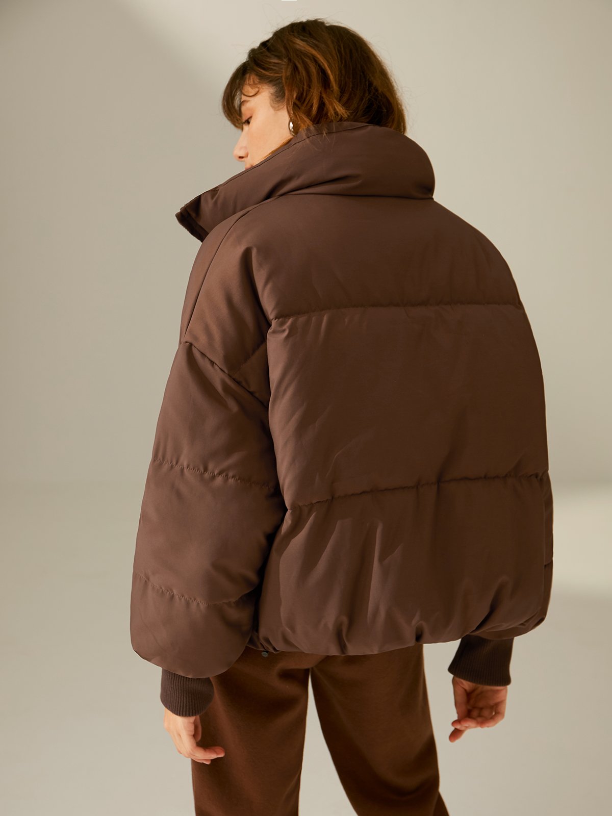 Drop Shoulder Everyday Zip Up Puffer Jacket