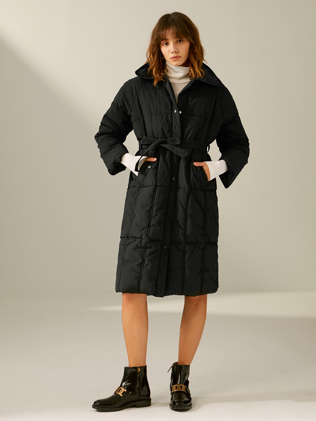 Essential Collared Button Front Long Puffer Jacket