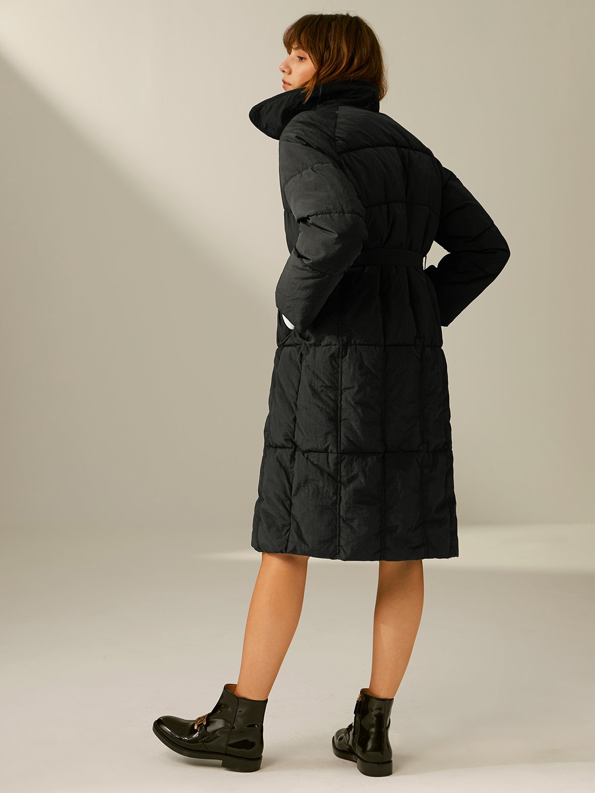 Essential Collared Button Front Long Puffer Jacket