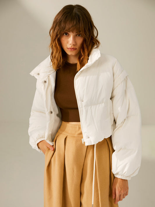 Cropped Convertible Vest Puffer Jacket