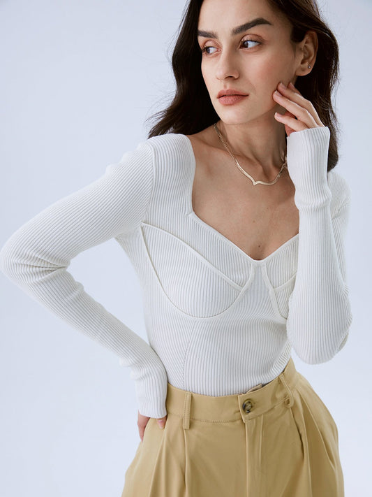 Long Sleeve Bodysuit with Contour Piping