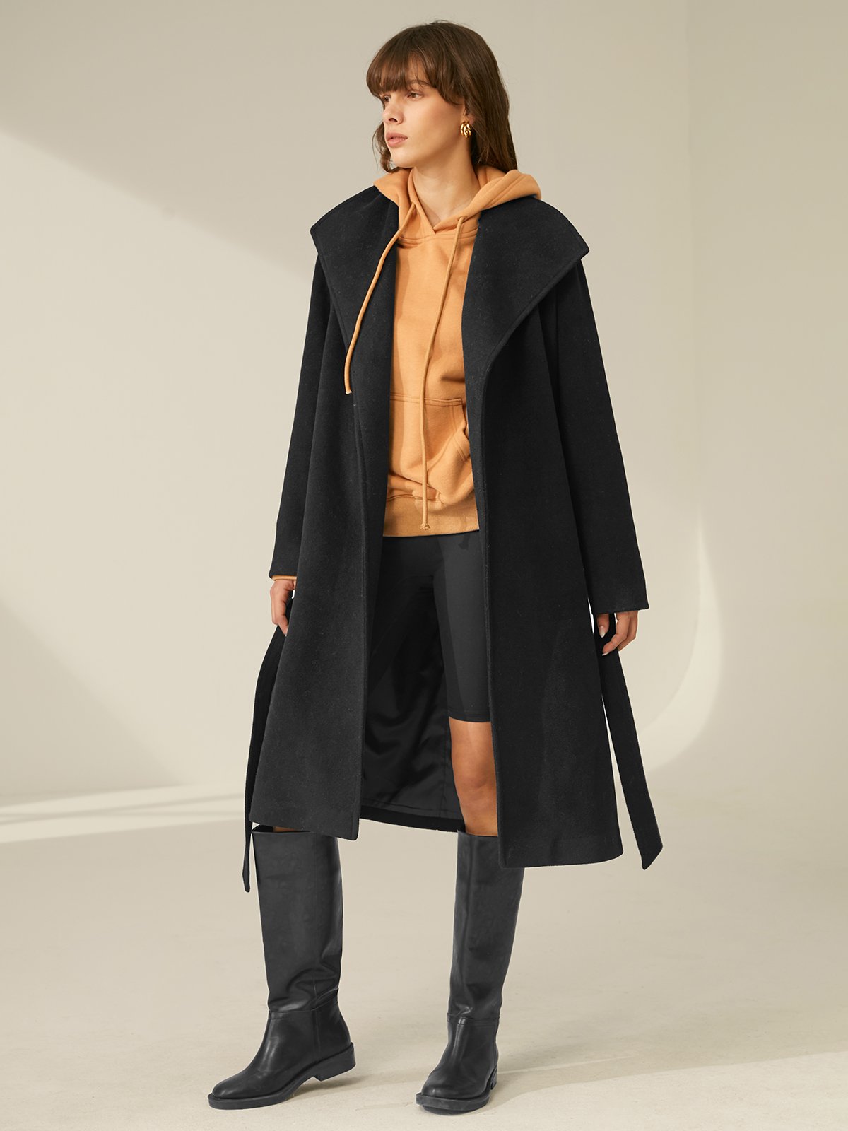 Wool Oversized Lapel Belted Overcoat