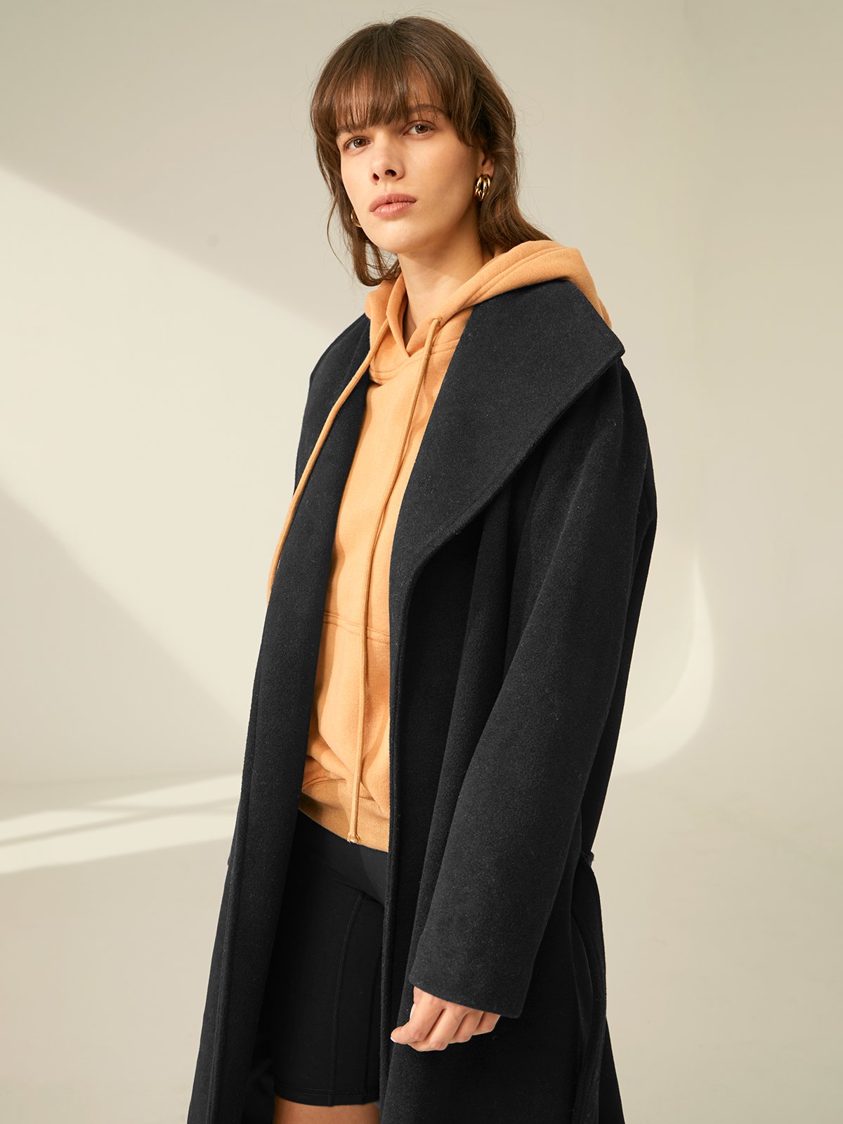 Wool Oversized Lapel Belted Overcoat