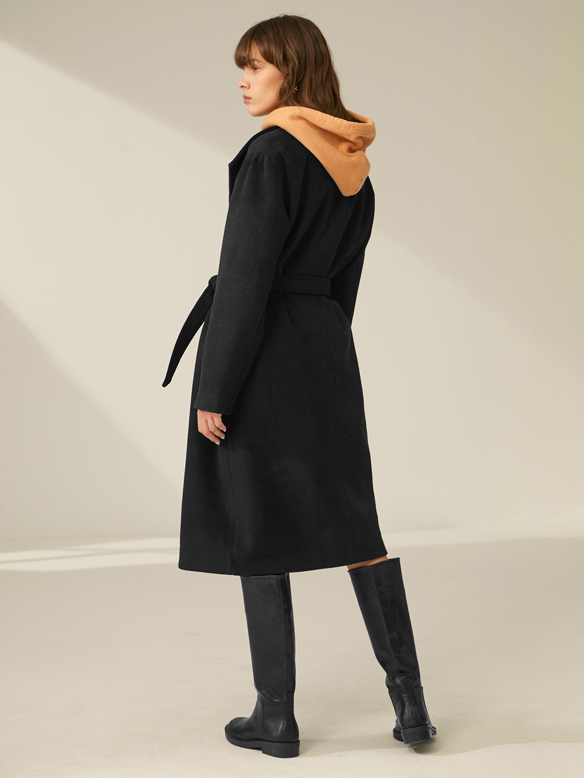 Wool Oversized Lapel Belted Overcoat