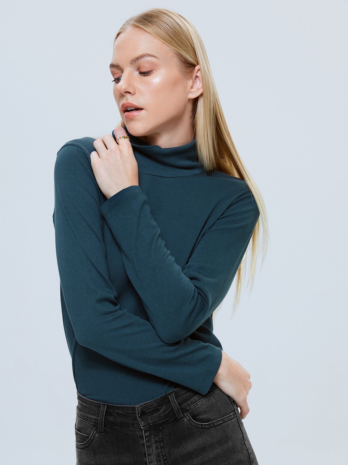 Solid Colored Turtleneck Top