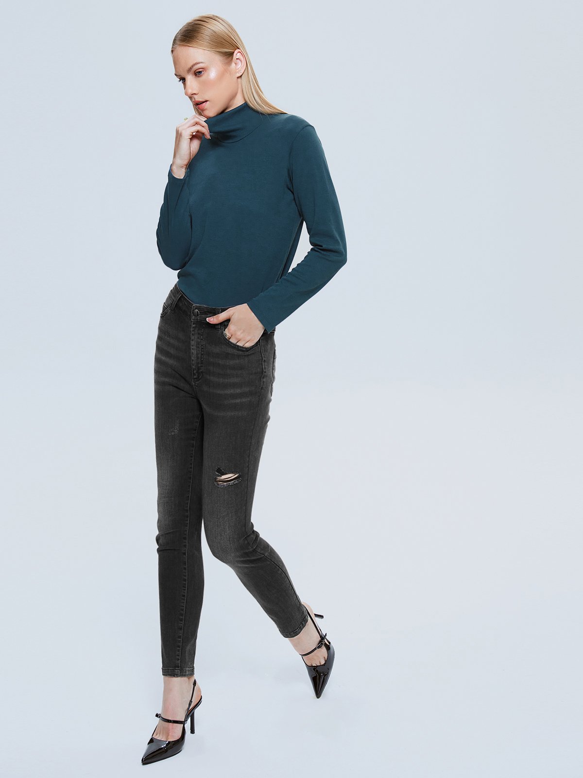 Solid Colored Turtleneck Top