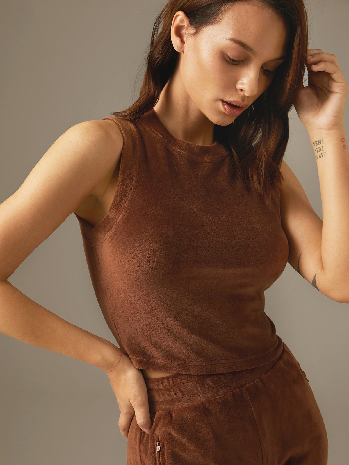 Velour Mockneck Tank Top