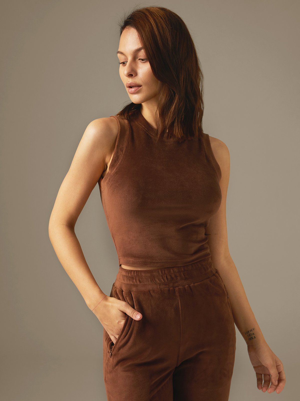 Velour Mockneck Tank Top