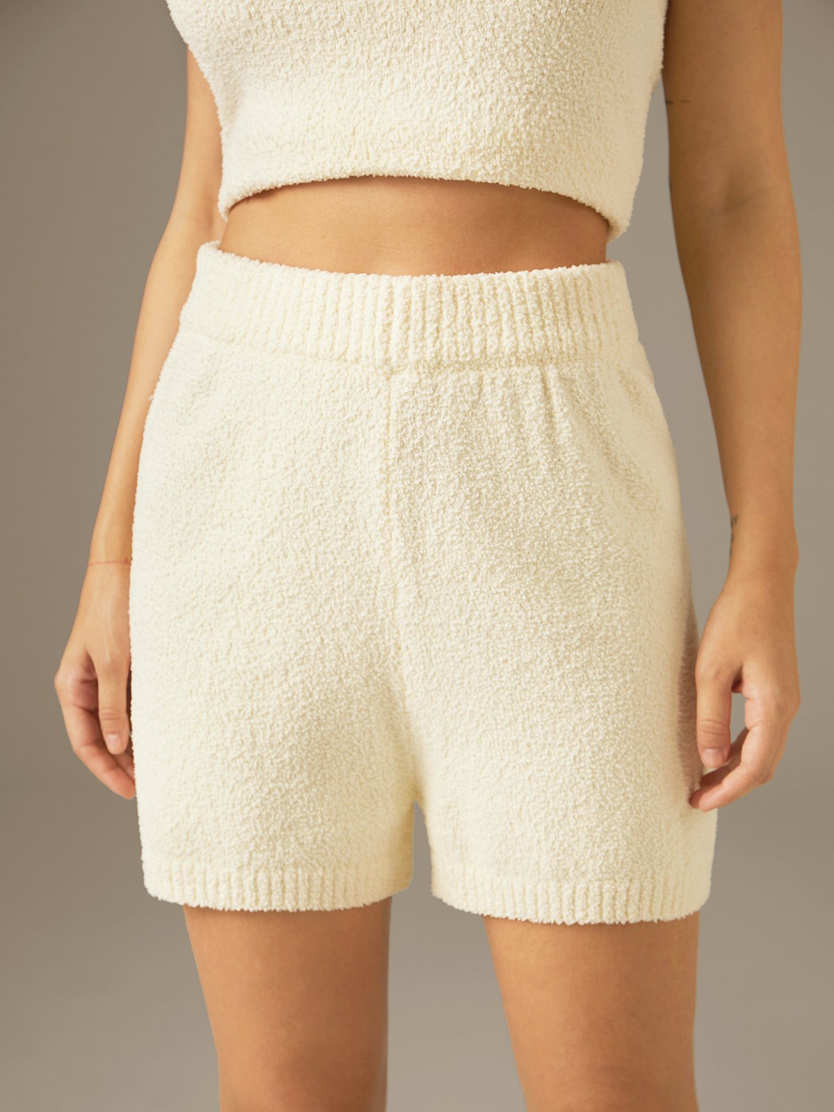 Teddy Cloud Cropped Tank Top and Shorts Set