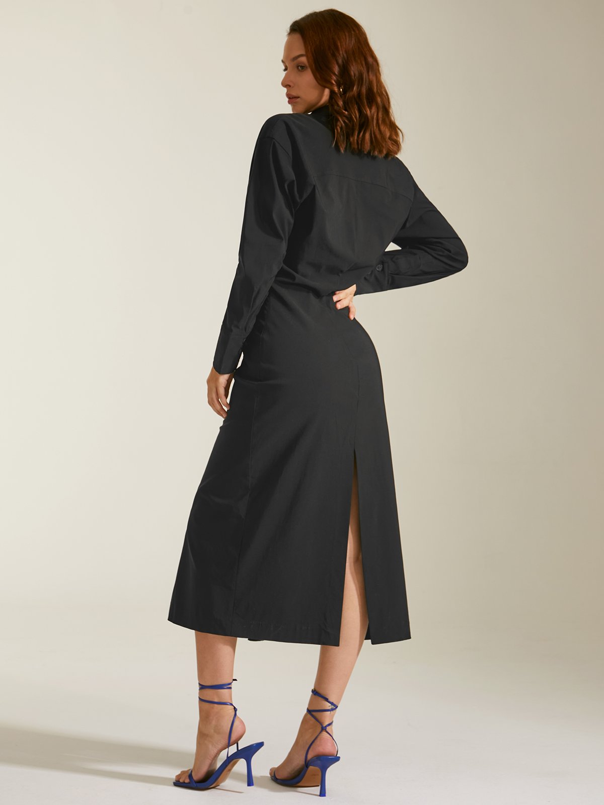 Long Button Front Shirt Dress