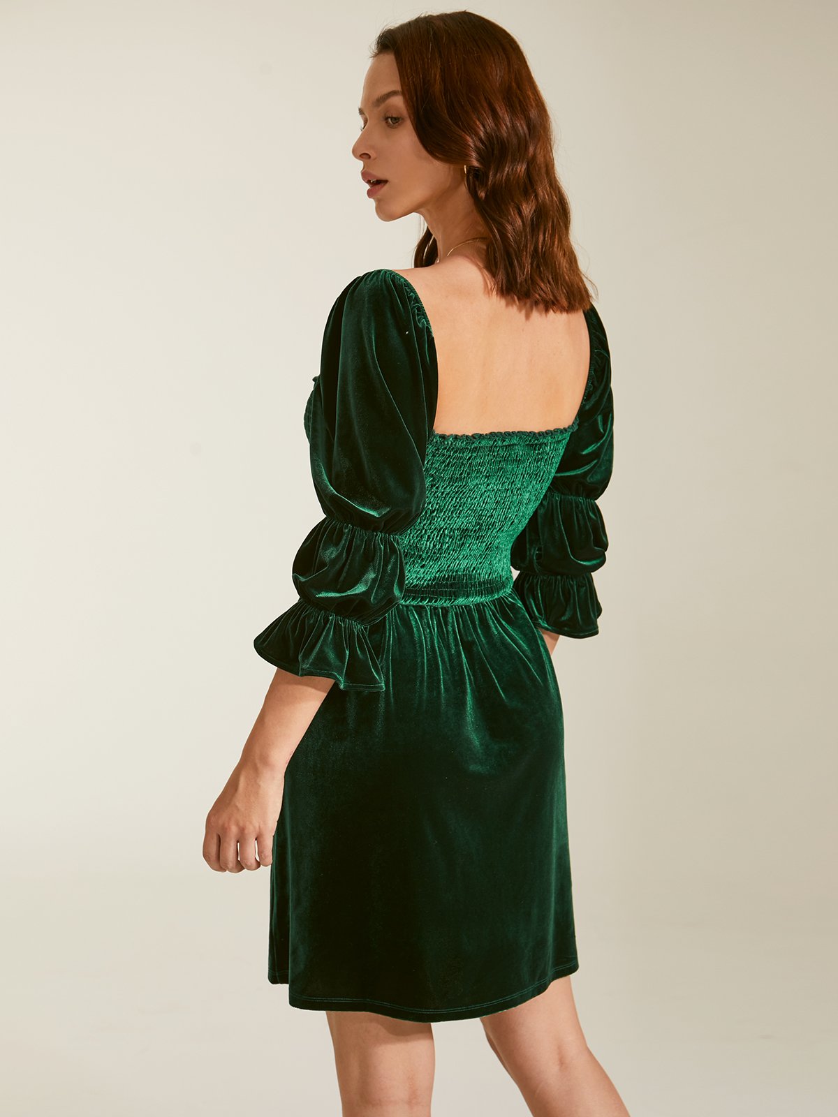 Square Neck Velvet Mini Dress