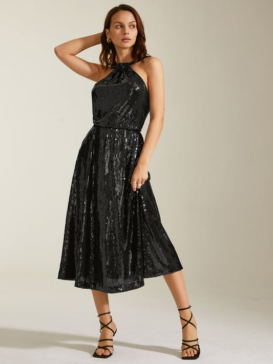 Sequin Halter Loose Dress