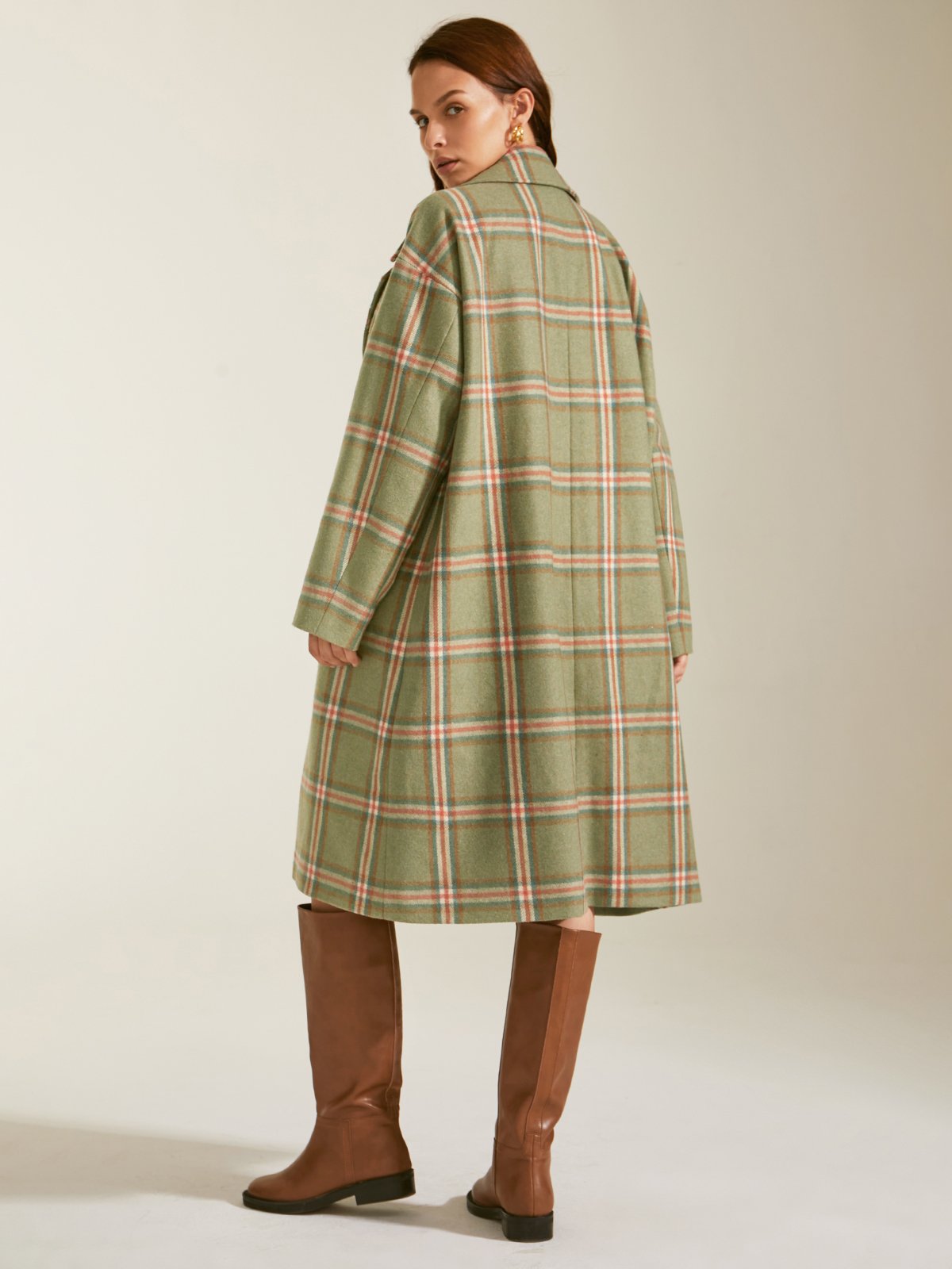 Single Breasted Plaid Overcoat