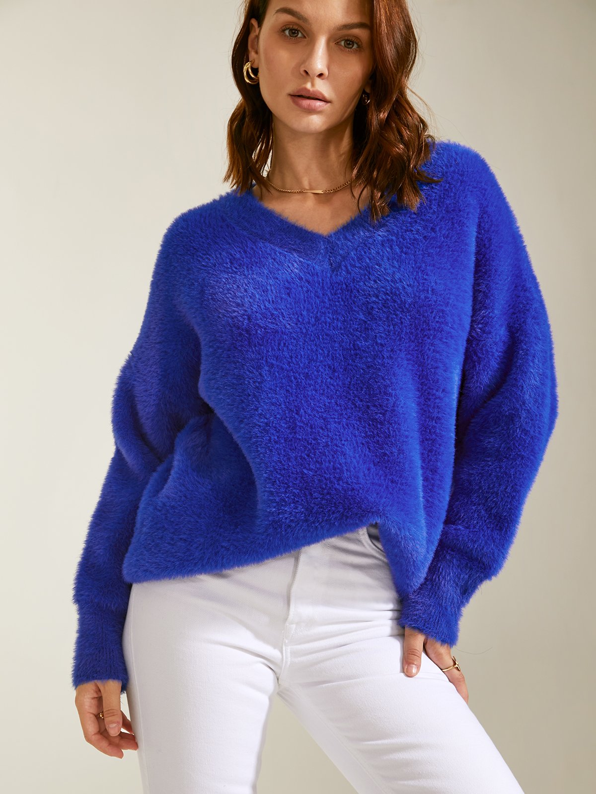 Teddy Cloud Oversized V Neck Sweater