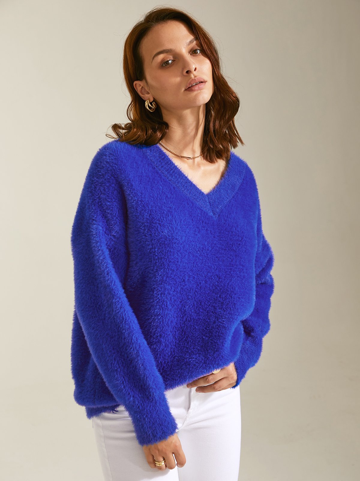 Teddy Cloud Oversized V Neck Sweater